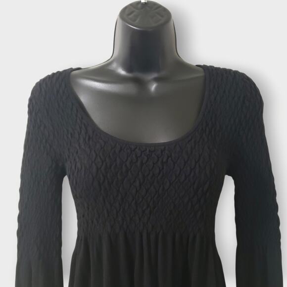 Angie Black Smocked Mini Sweater Dress Sz Small Y2K Gothic Emo - Picture 2 of 13